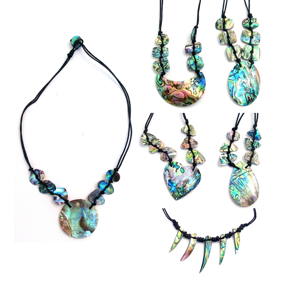 Necklace paua shell 7 piece pendant assorted