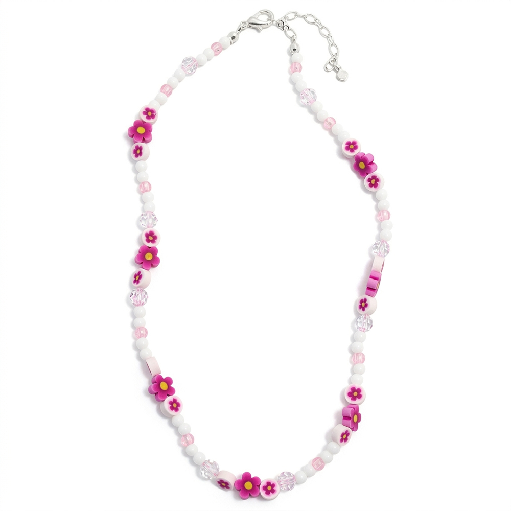 Necklace resin Pink Flower Shapes & Bead