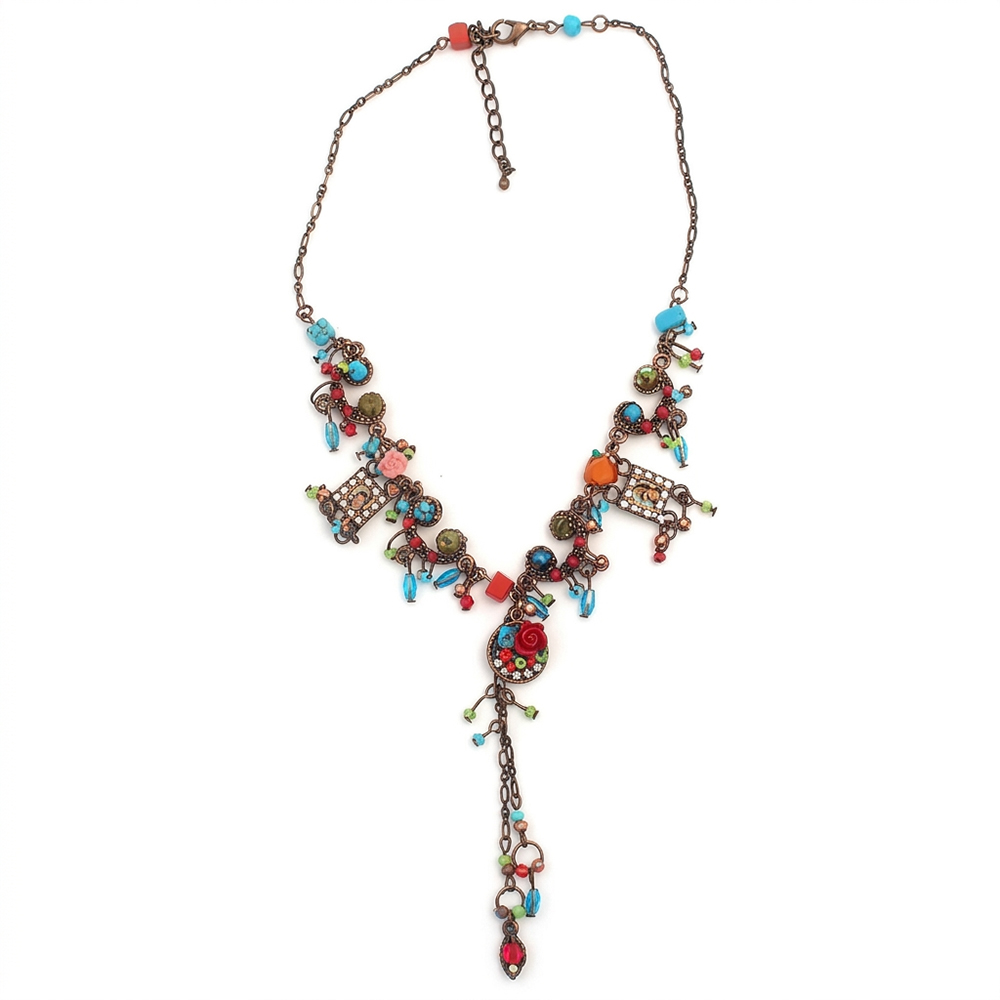 Necklace beaded floral drop