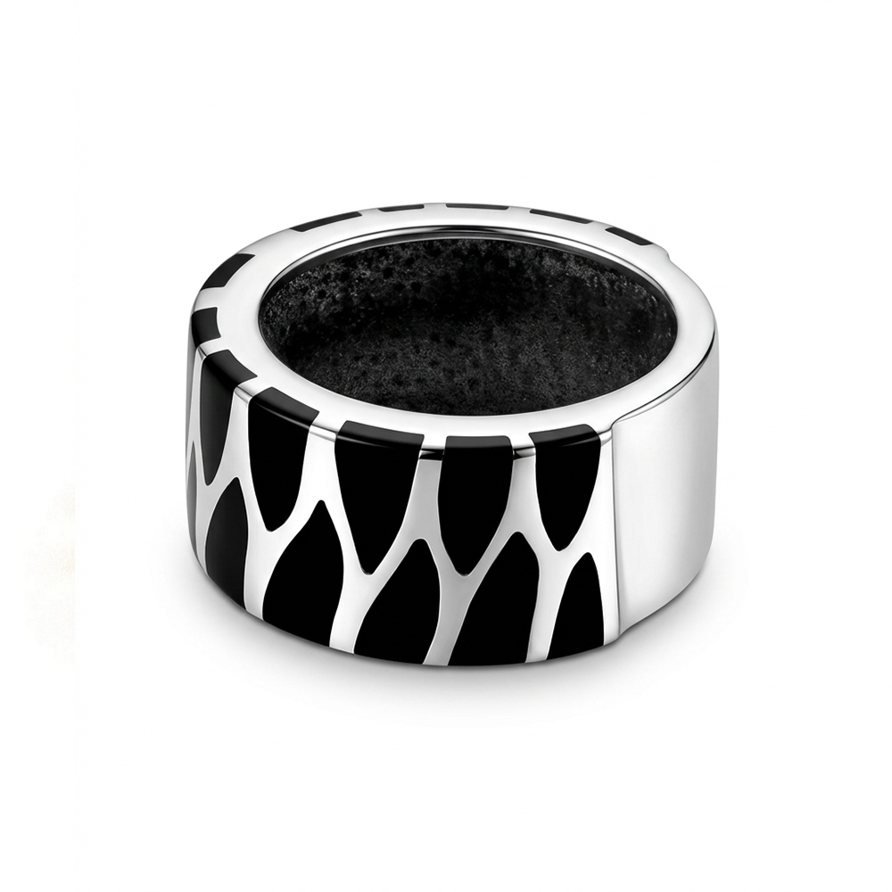 Ring 925 silver & shell blk col band