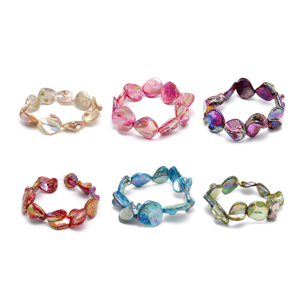 Bracelet mother of pearl nugget aurora borealis various colours