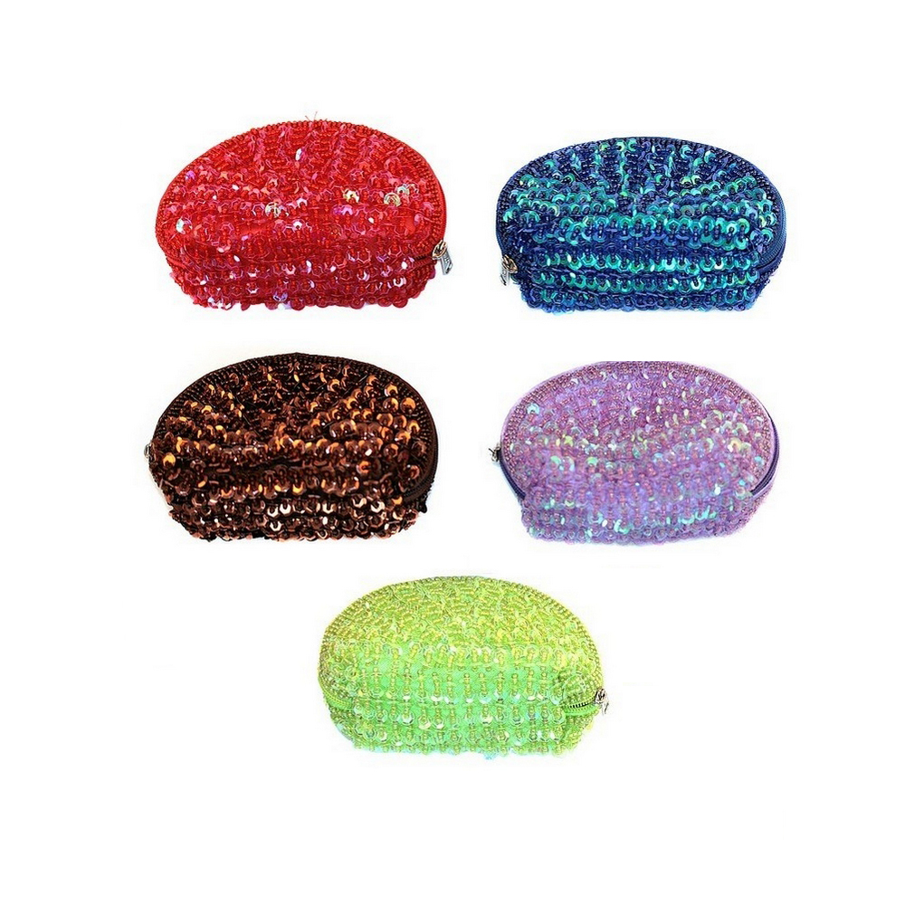 Coin purse glass & sequin oyster purse