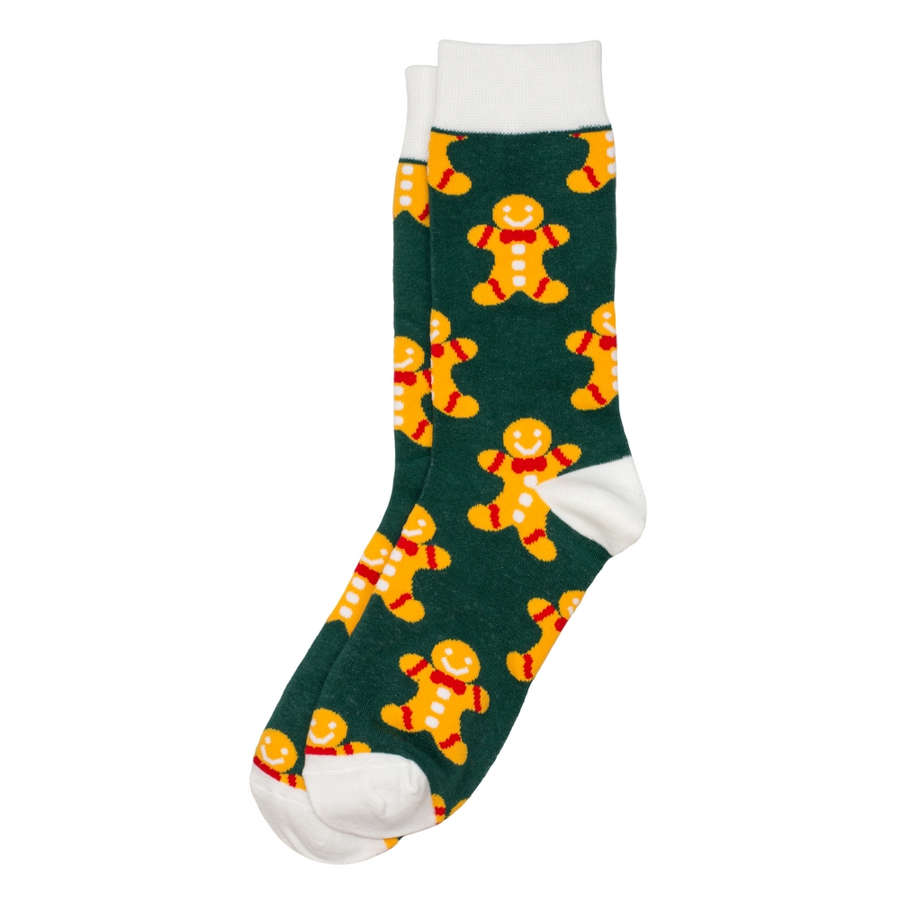 Socks cotton & spandex gents gingerbread man green