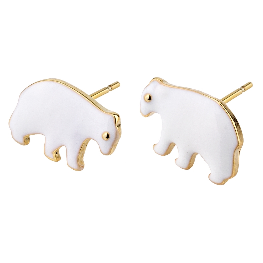 Stud earring enamel bears white