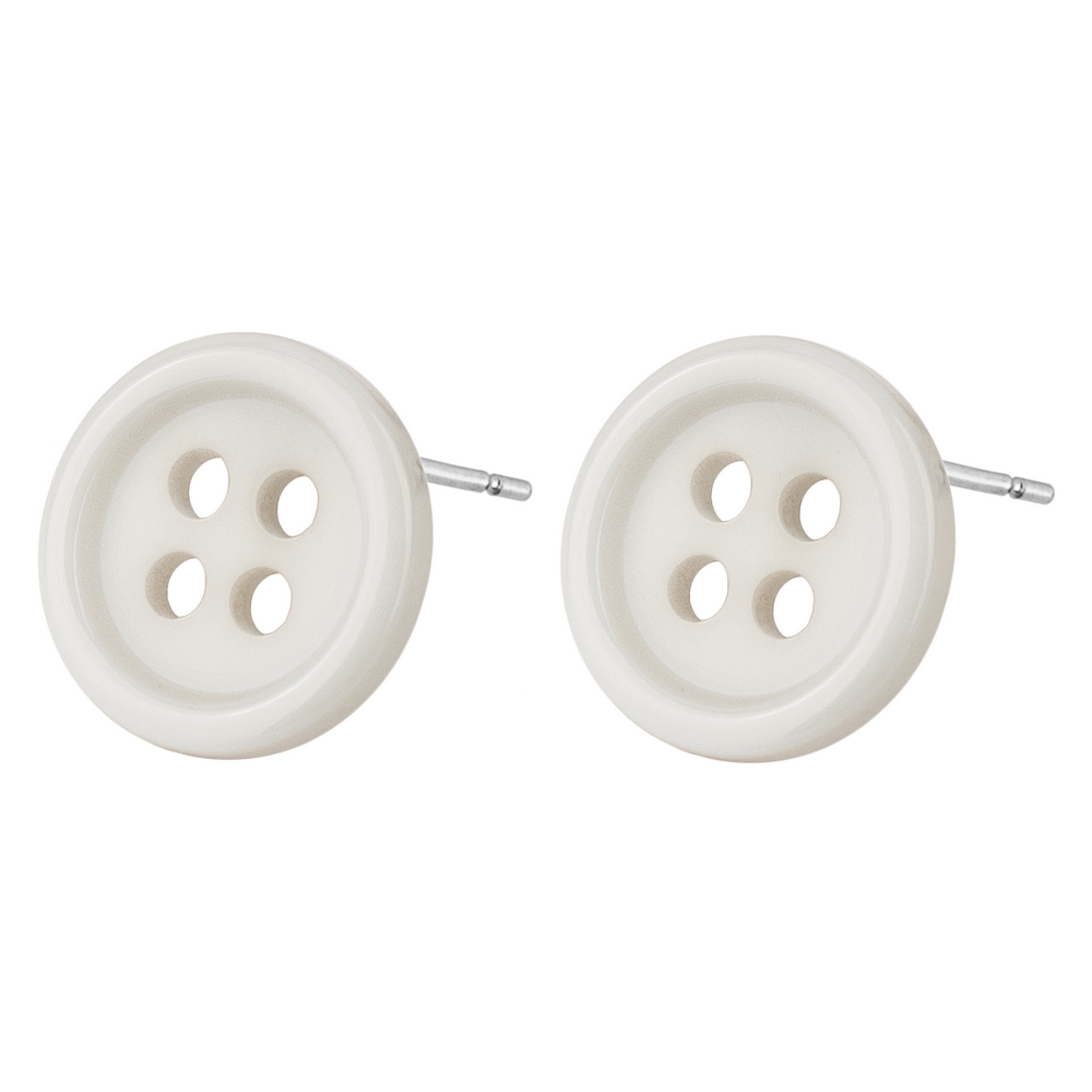 Stud earring resin button white
