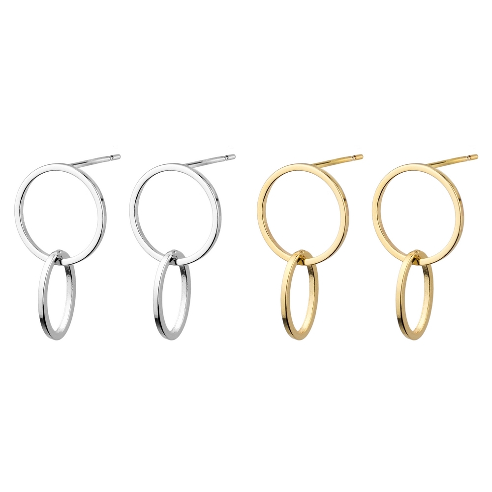 Stud & drop earring circle and oval