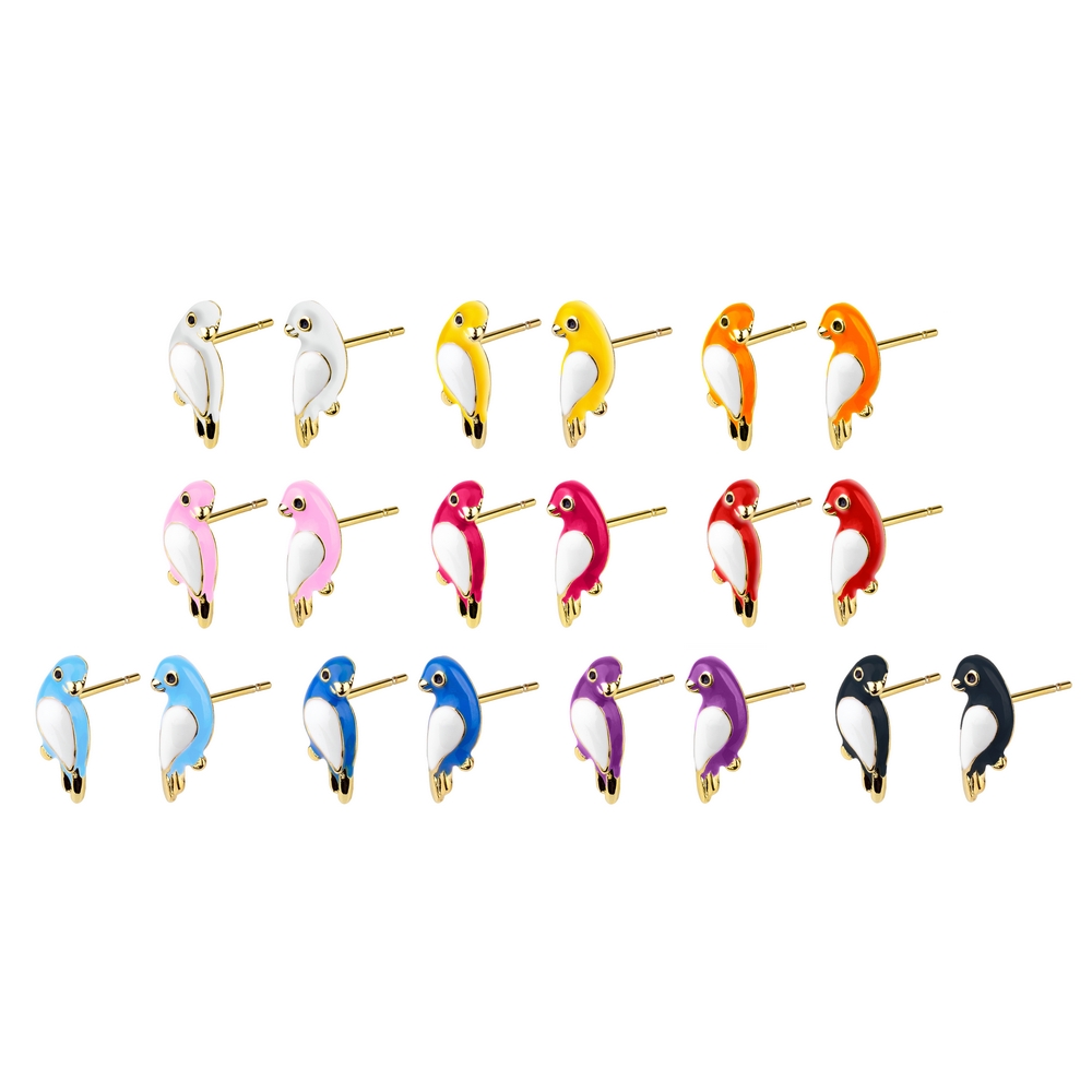 Stud earring enamel bird