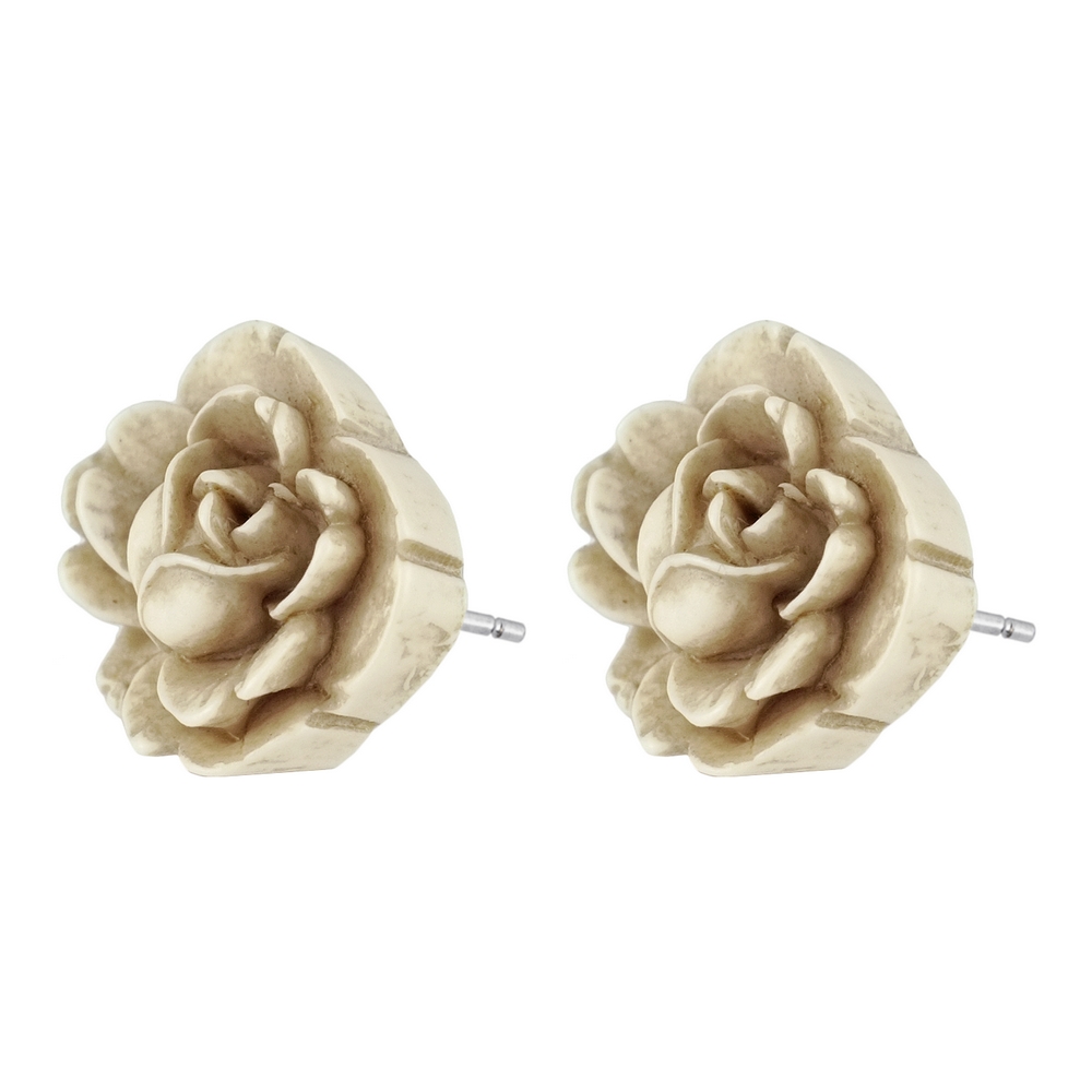Stud earring resin faux ivoire aster