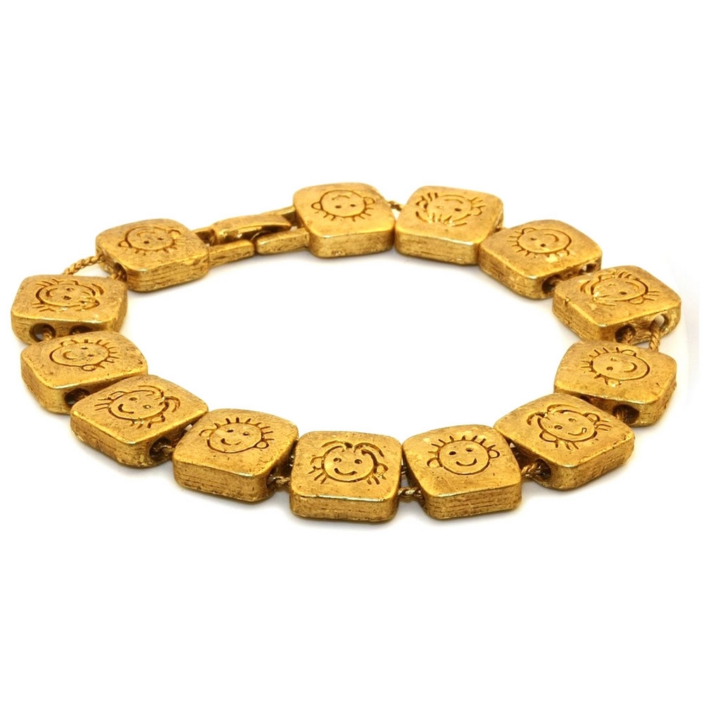 Bracelet slide happy faces gold gold