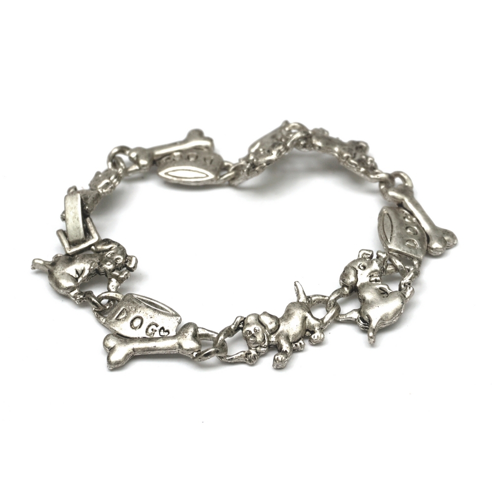 Bracelet puppy and bone silver