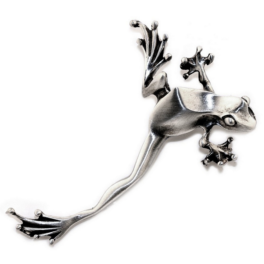 Brooch pewter climbing tree frog