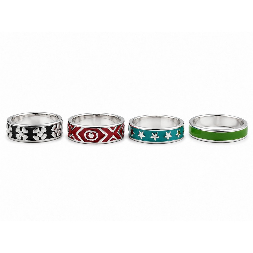 Ring 925 silver & enamel boho