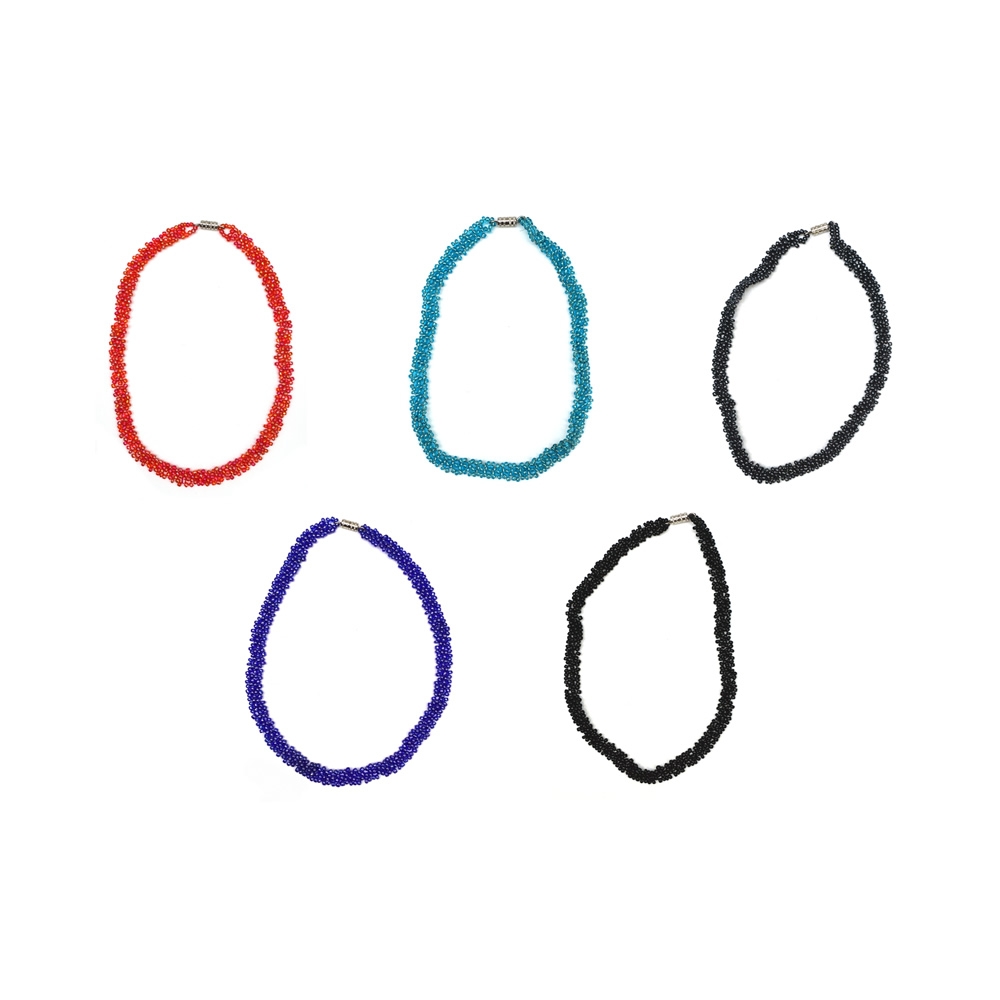 Choker necklace glass KNITTED BEAD multicoloured