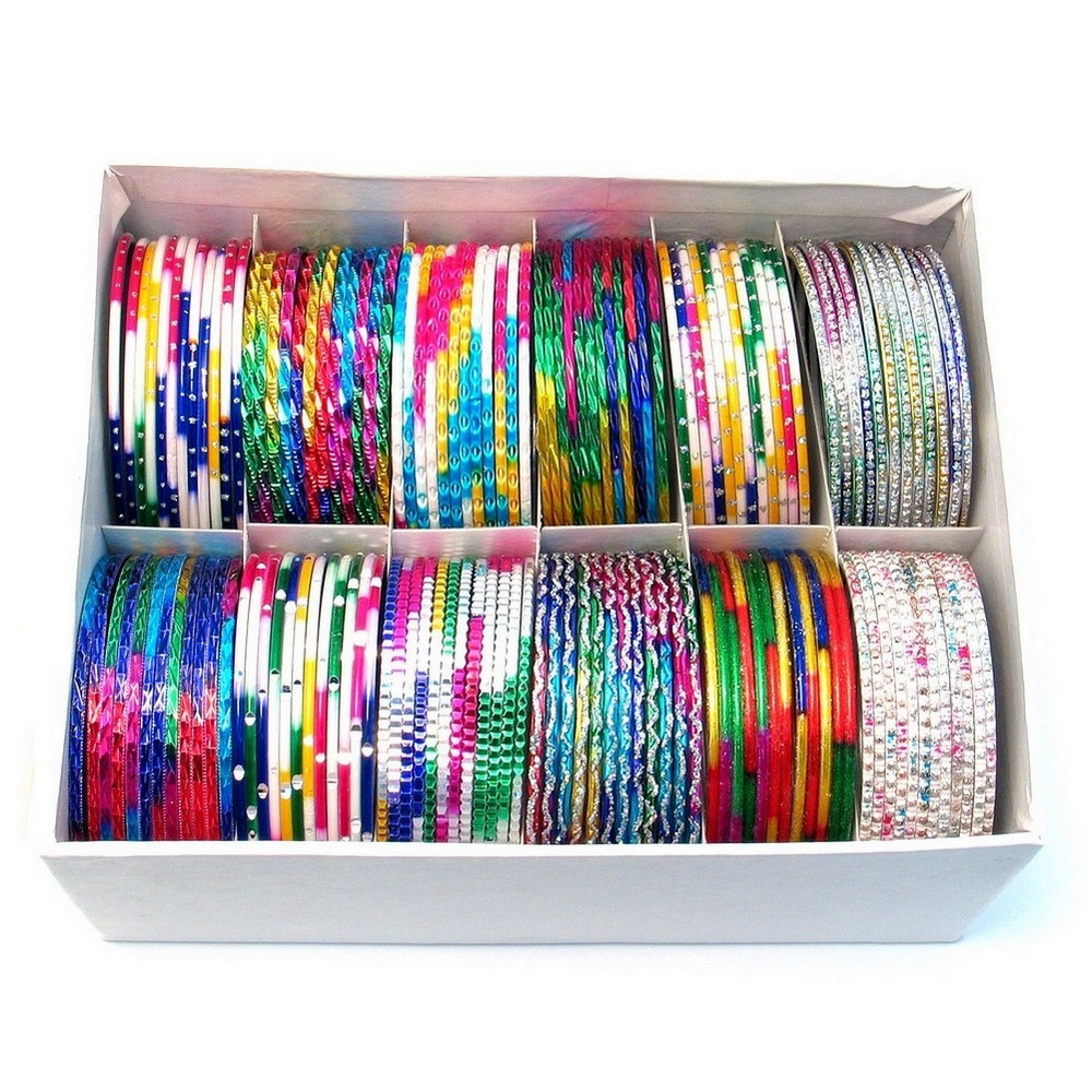 Bangle aluminium & glitter diamond cut assorted colours