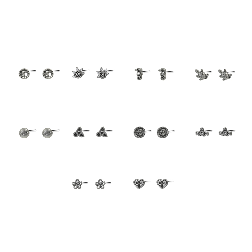Stud earring pewter miniatures silver