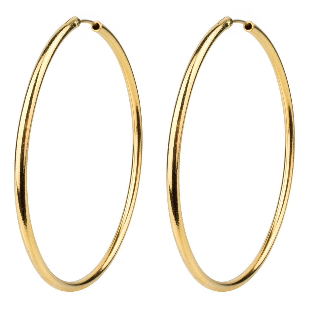 Hoop earring vermeil & 925 silver 50mm diameter hinged 2.0mm guage gold