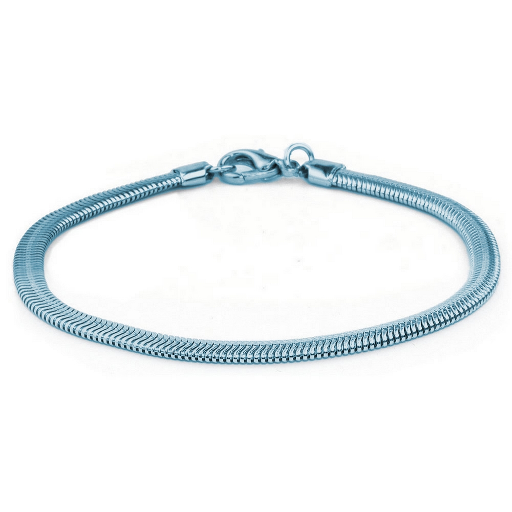 Bracelet 19cm FLAT 4mm SNAKE CHAIN BLUE