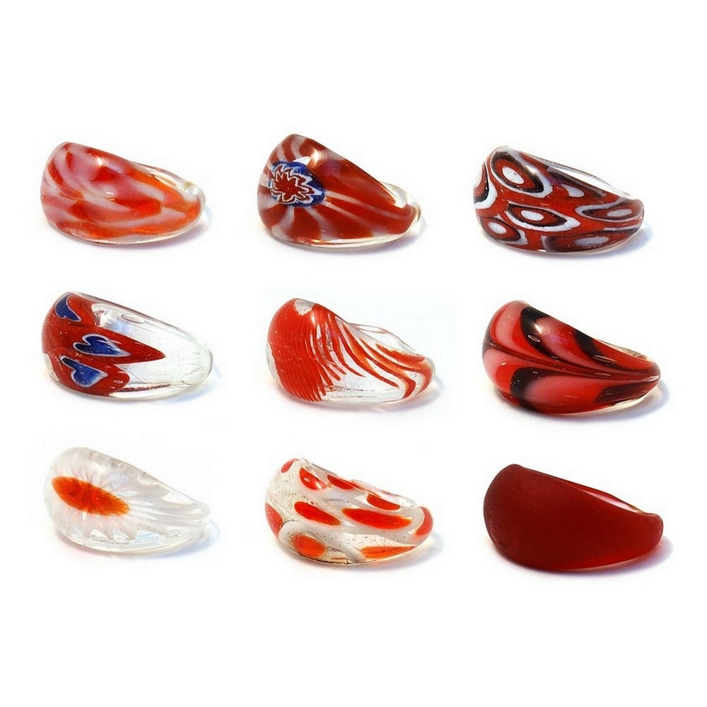 Ring glass with millefiori red