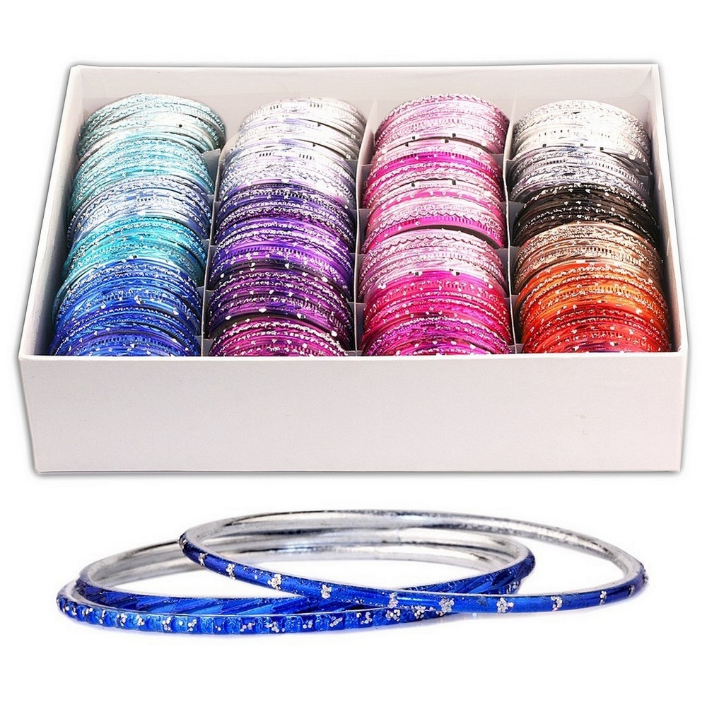 Bangle aluminium & glitter diamond cut childrens size assorted colours