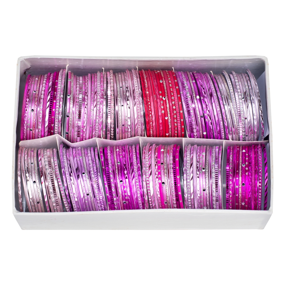 Bangle aluminium & glitter diamond cut childrens size pink