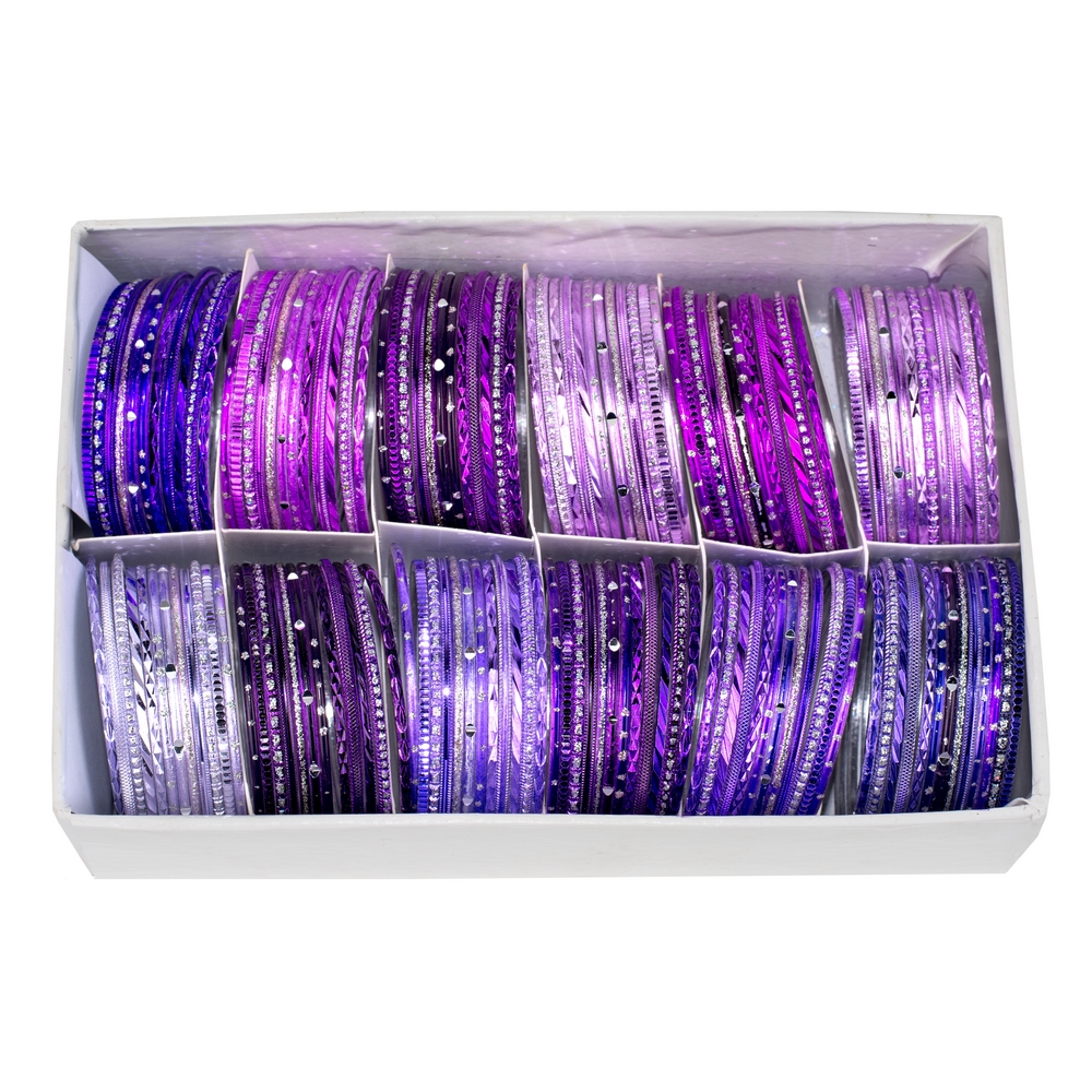 Bangle aluminium & glitter diamond cut childrens size purple