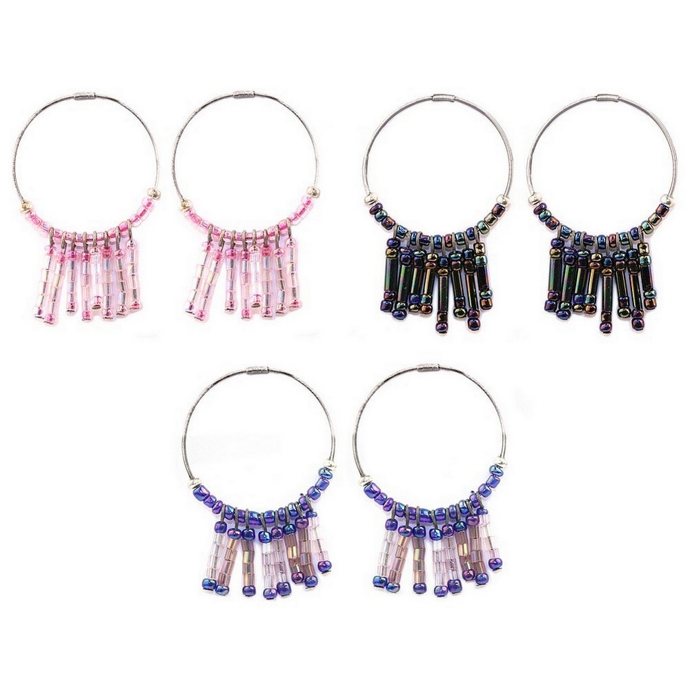 Hoop earring glass 7-fringes