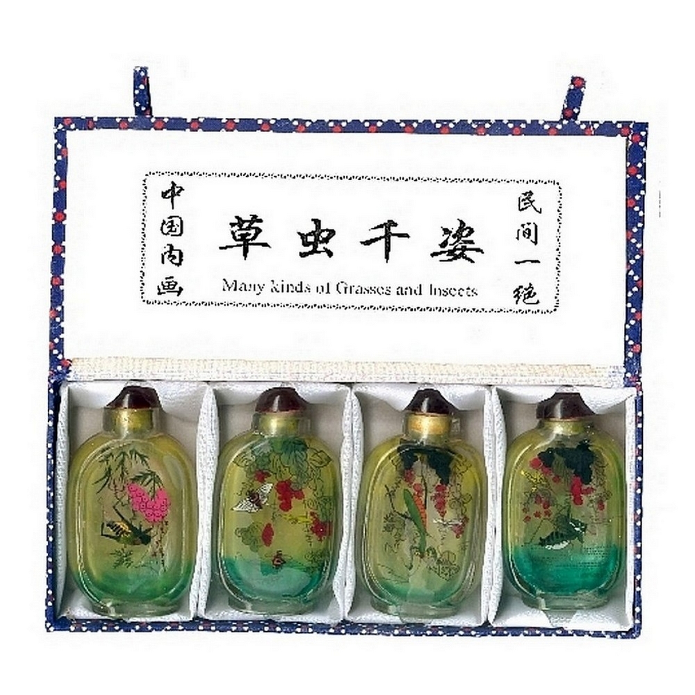 Bottle glass hand painted insects oval