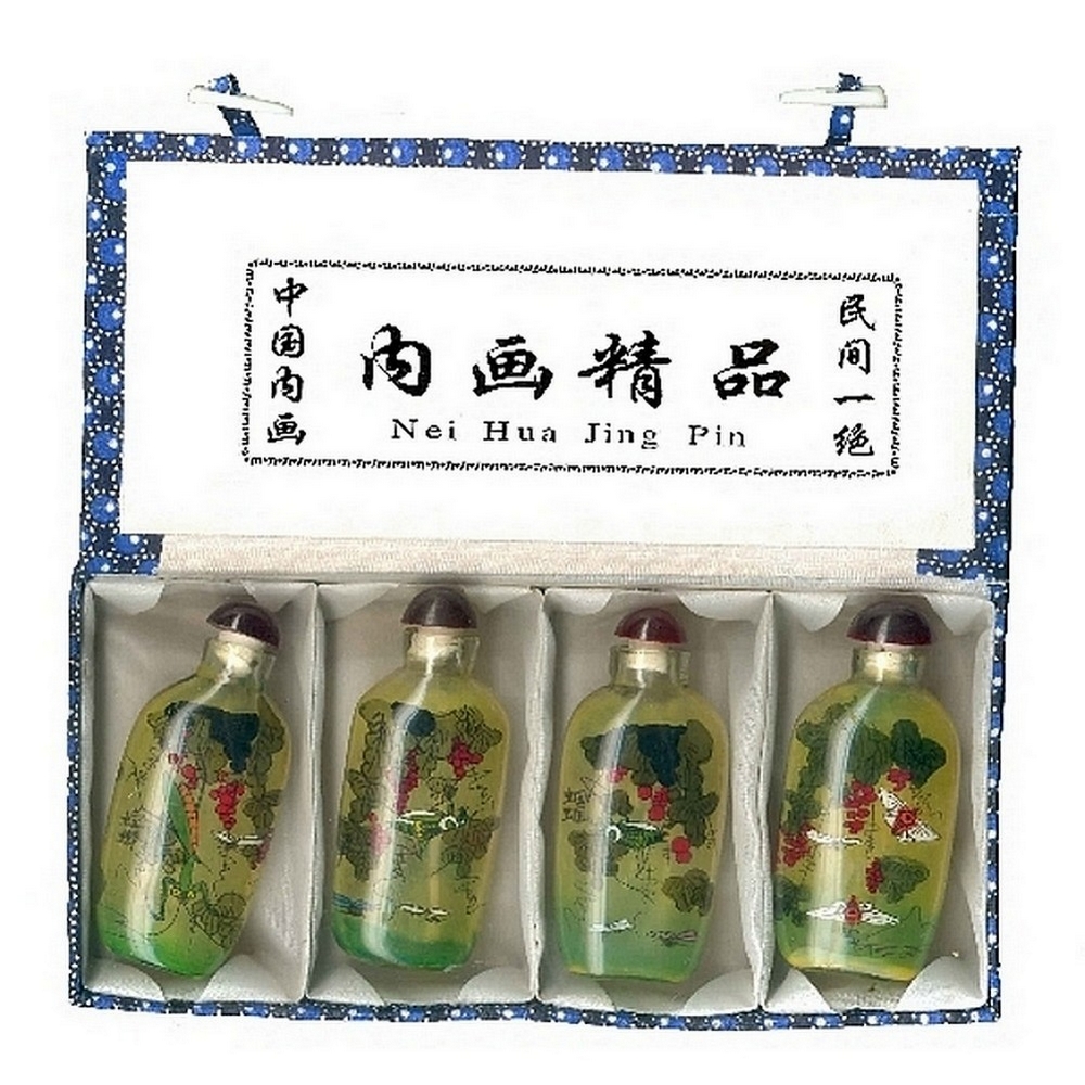 Bottle glass hand painted insects long