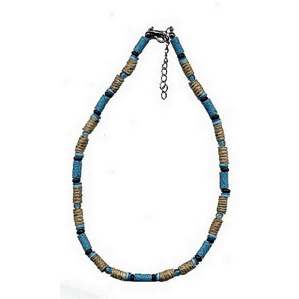 Necklace resin bright celtic & siral hemp beads