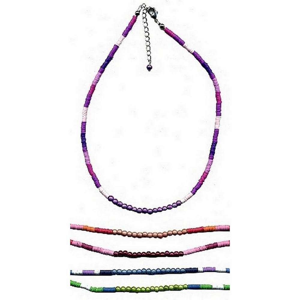 Necklace resin heishi solid bands/magic bead