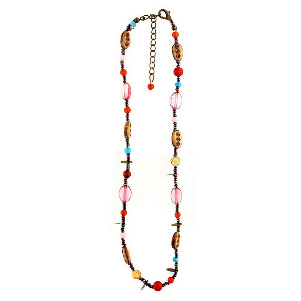 Choker necklace glass multi-coloured beads & coins
