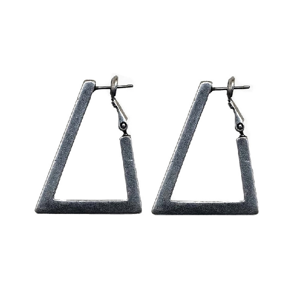 Hoop earring pewter triangle
