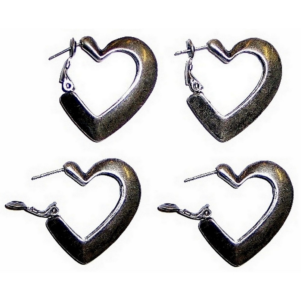 Hoop earring pewter heart