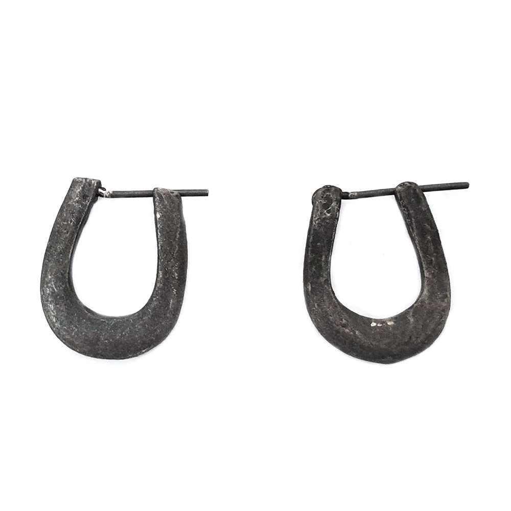 Hoop earring pewter horseshoe