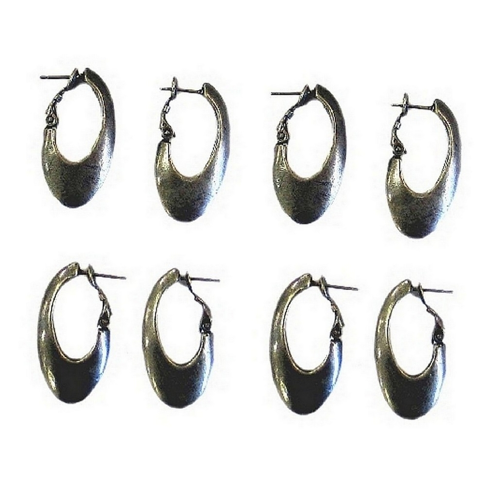 Hoop earring pewter oval 15mm