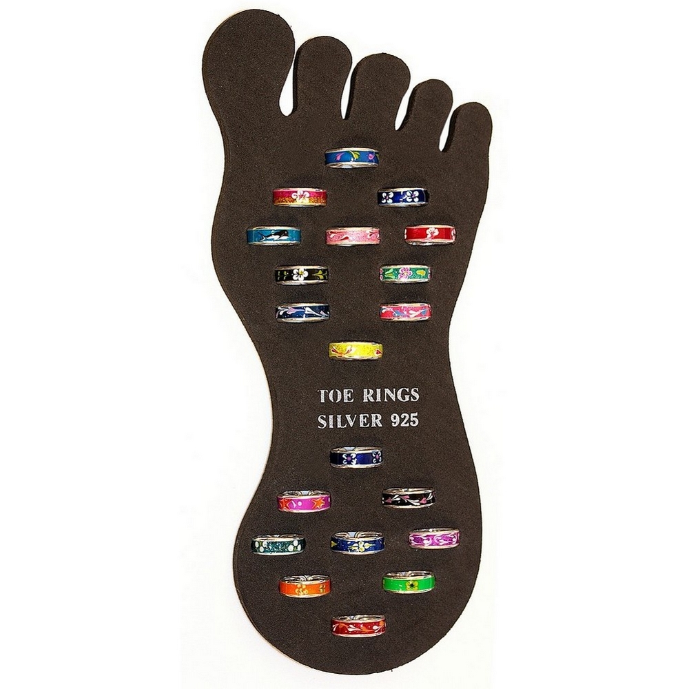 Toe ring 925 silver & enamel painted enamel band assorted designs multicoloured