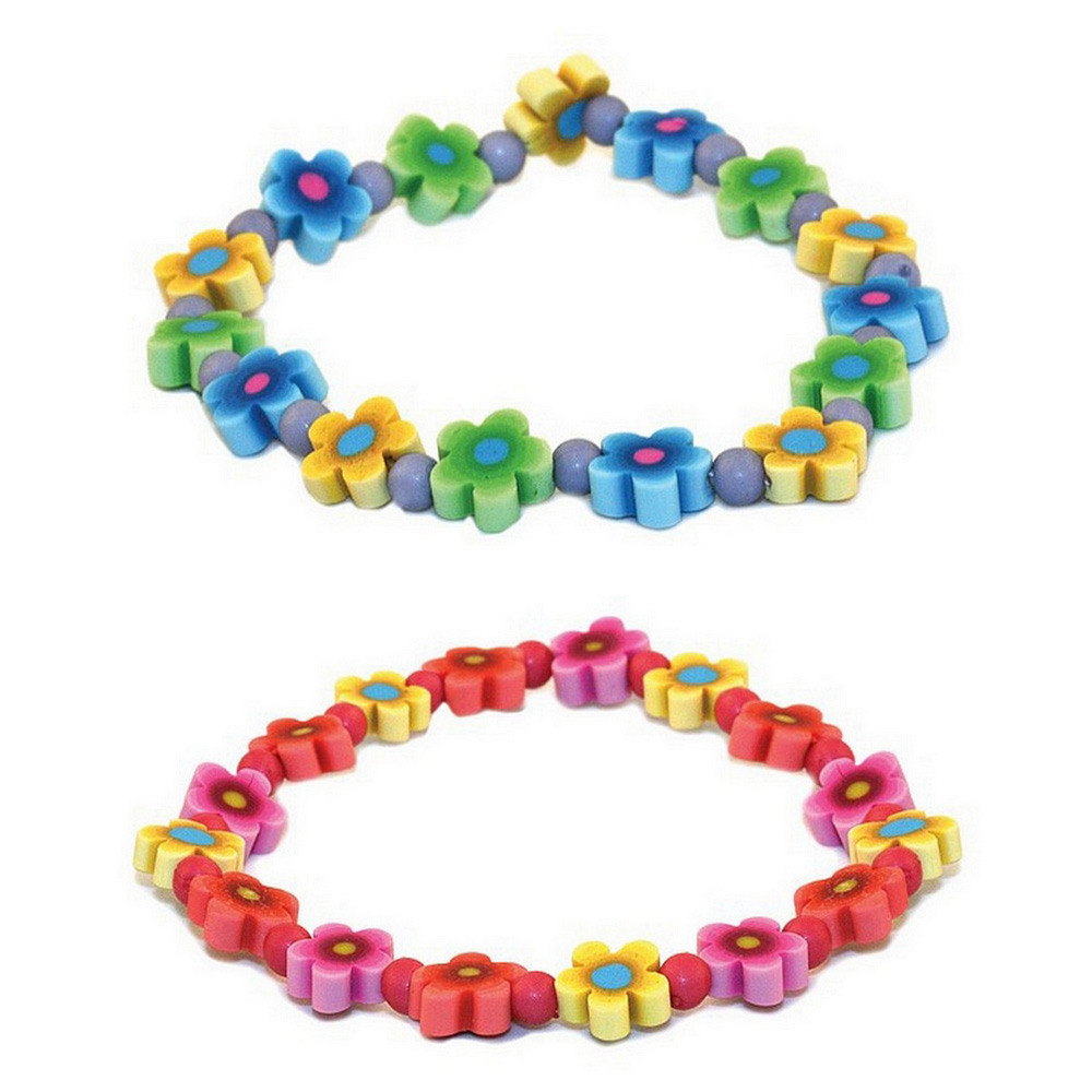 Bracelet resin dainty flower beads elasticated