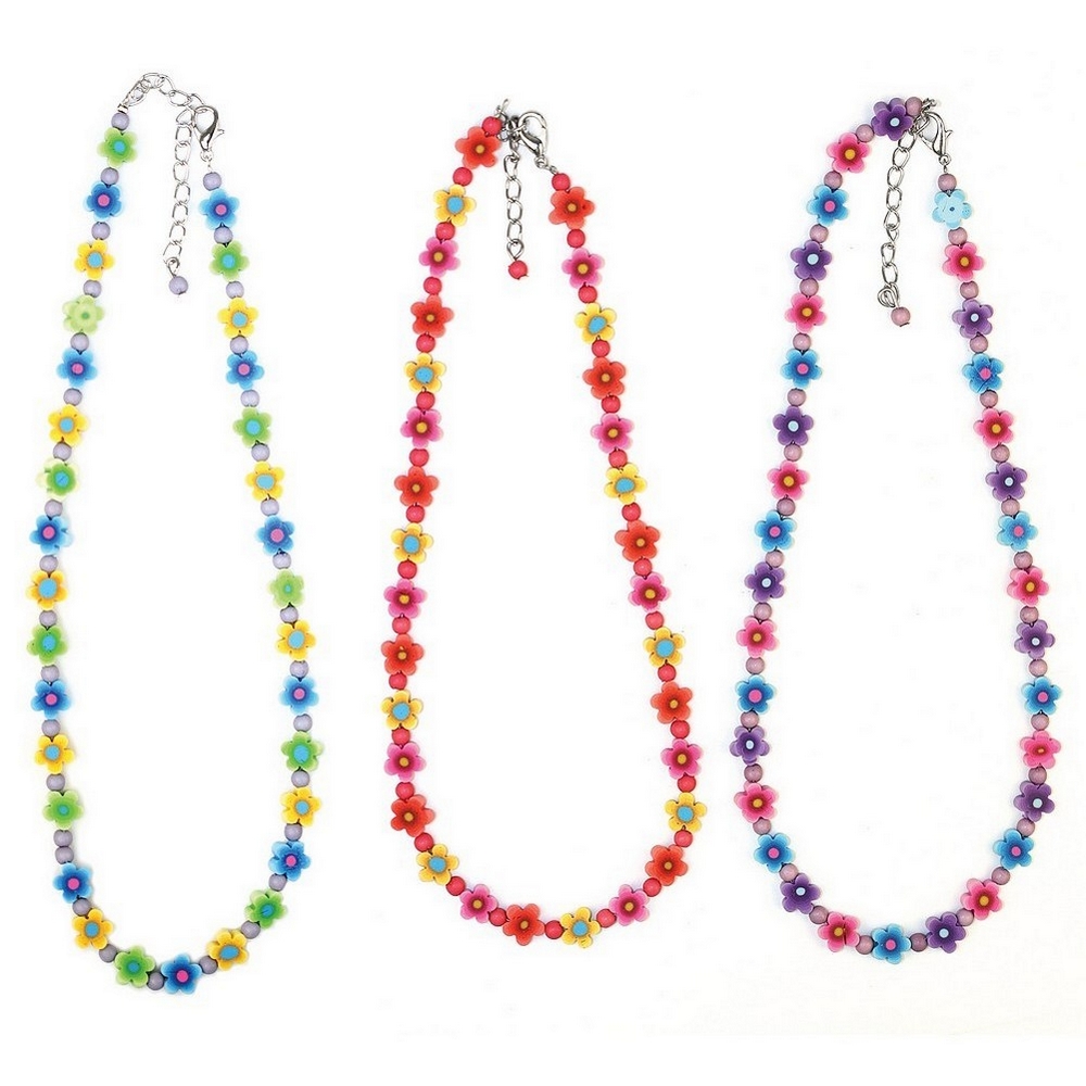 Necklace resin shaped dainty flower beads elasticated