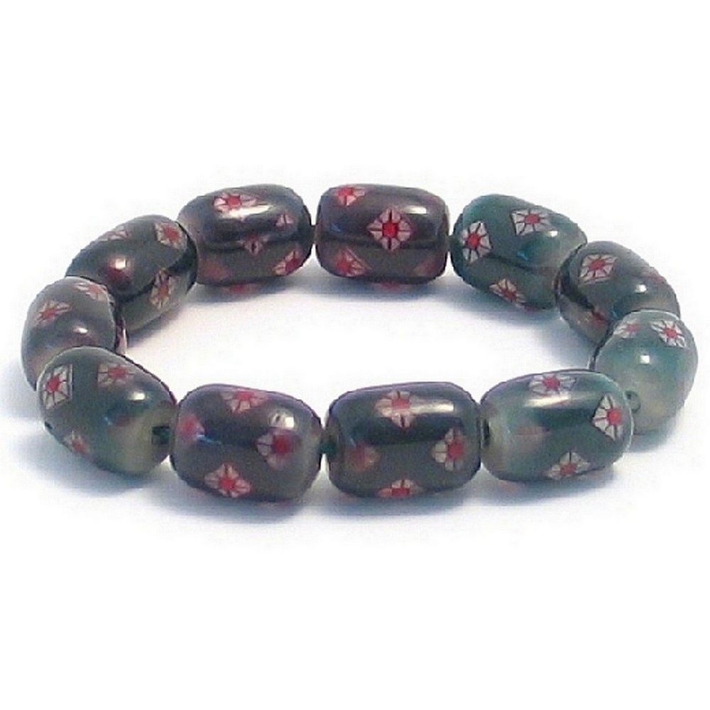 Bracelet glass 10mm Diamond Pattern Barrel