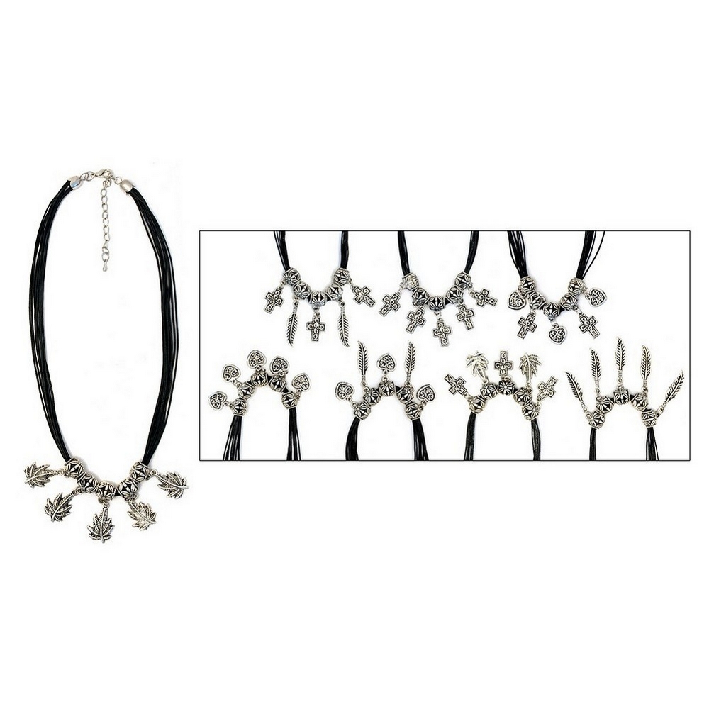 Necklace with a pendant cord 10 strand 5 assorted drop