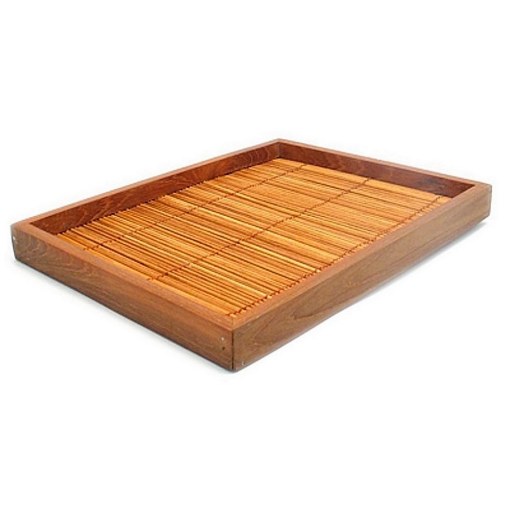 POS stand display rattan & wood tray 24 x 33 x 3cm