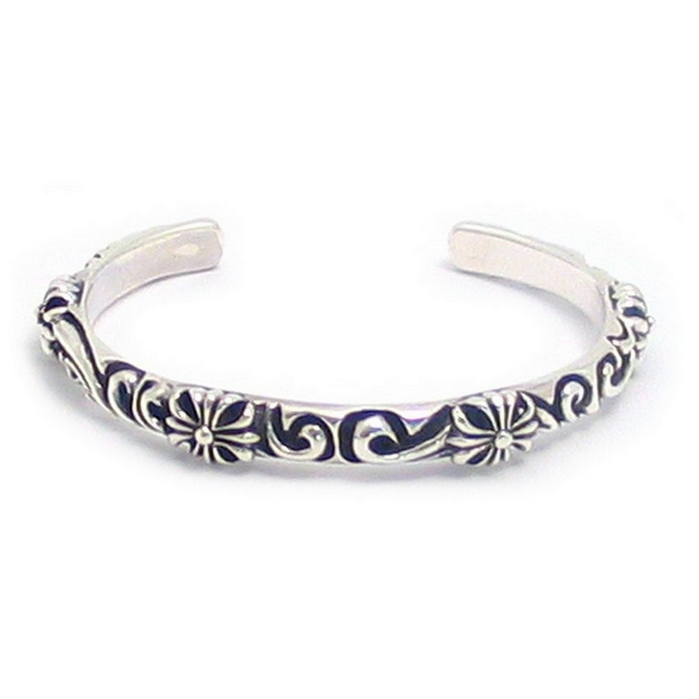 Bracelet 925 silver swirls and flowers