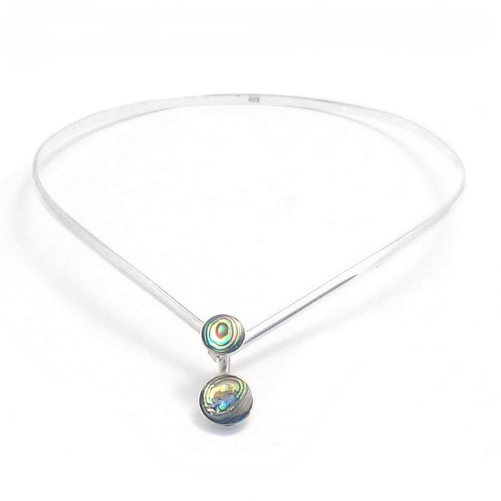 Choker necklace 925 silver 2 circle drop