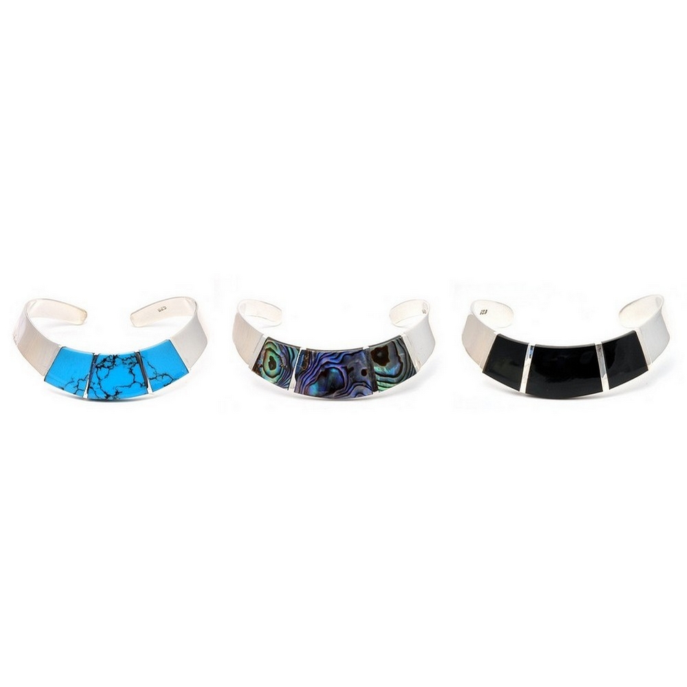 Bangle 925 silver flat shell front