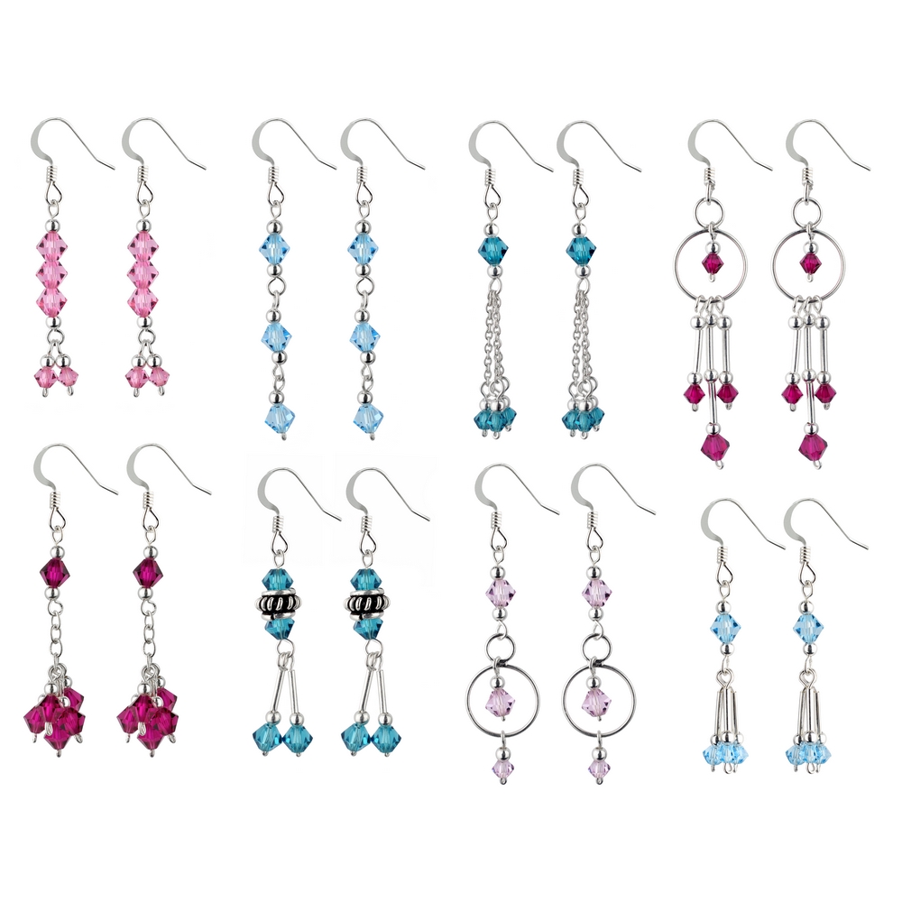Drop earring 925 silver crystal bali bead