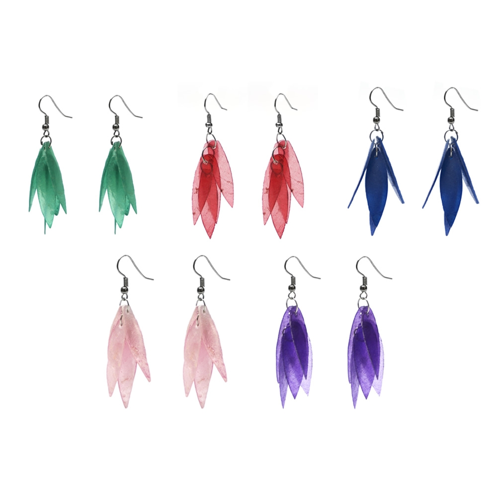 Drop earring shell Capis Cluster Leaf multicoloured