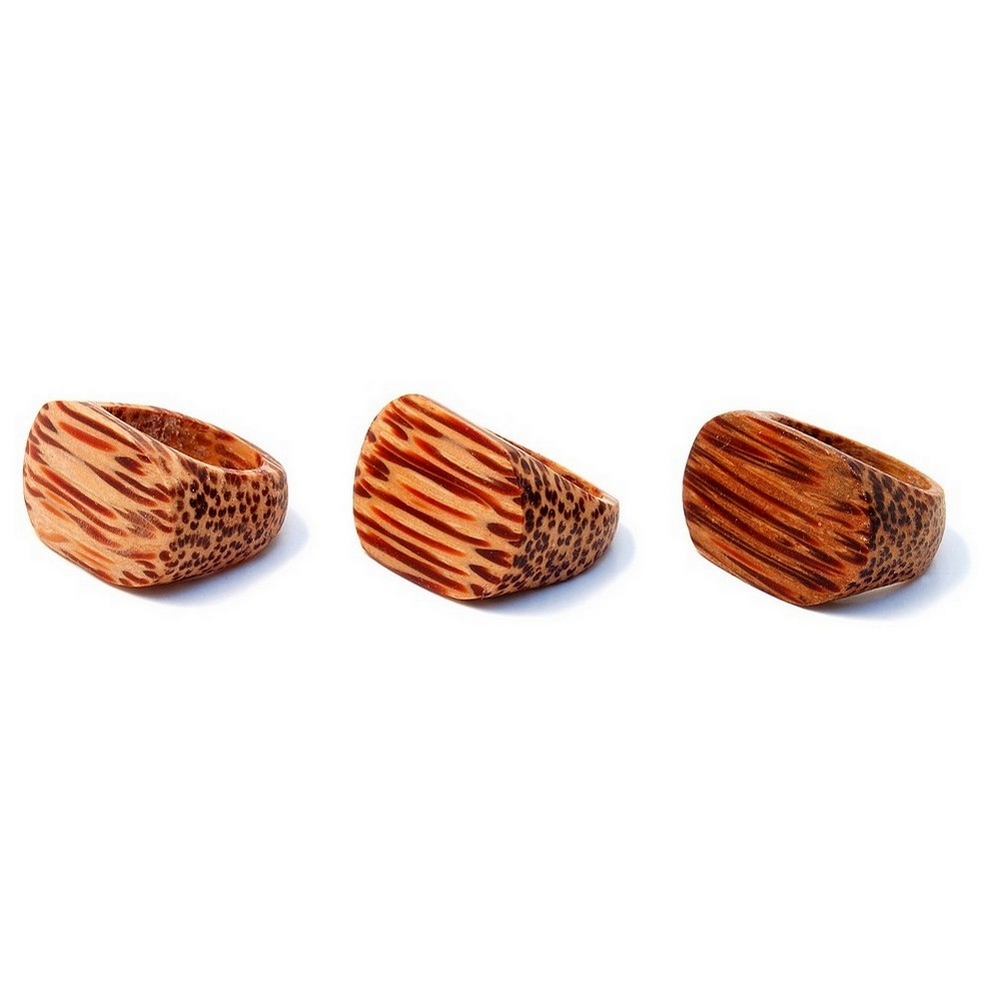 Ring coconut wood oval band with flat top