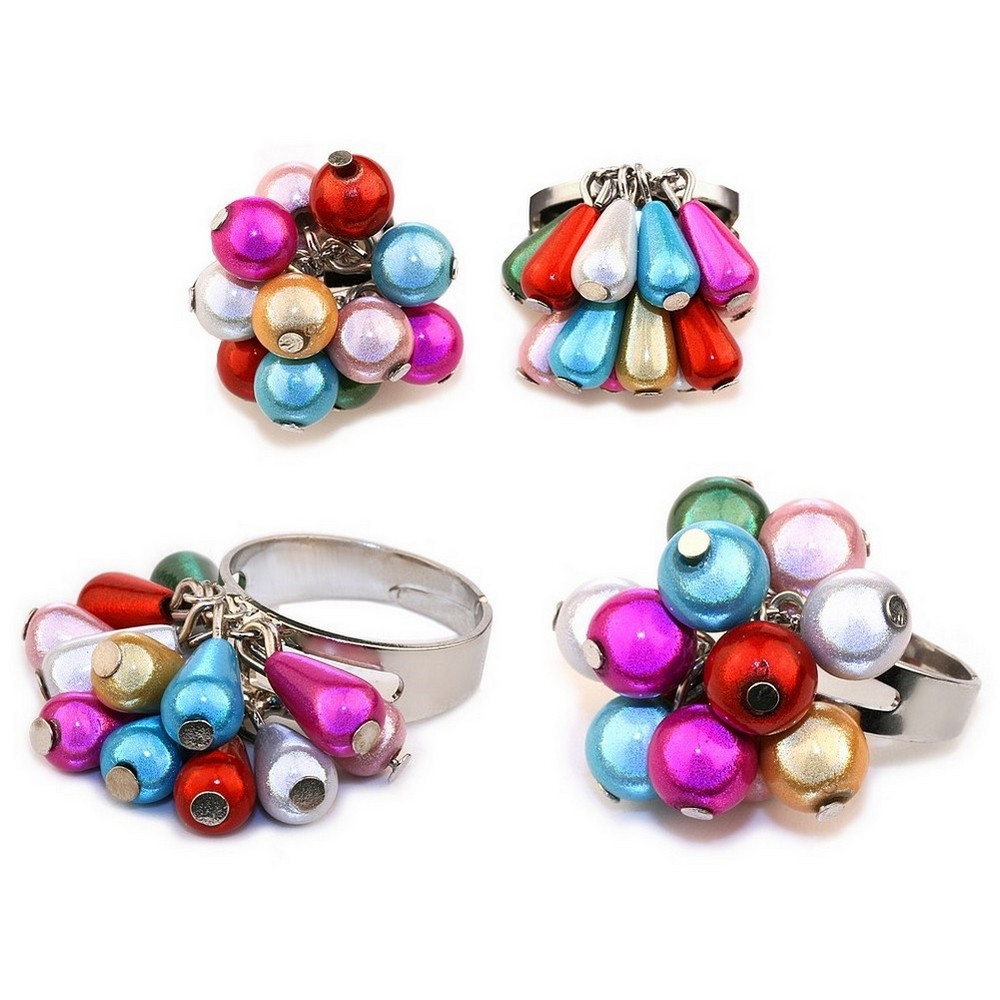Ring resin magic bead multi-coloured cluster multicoloured