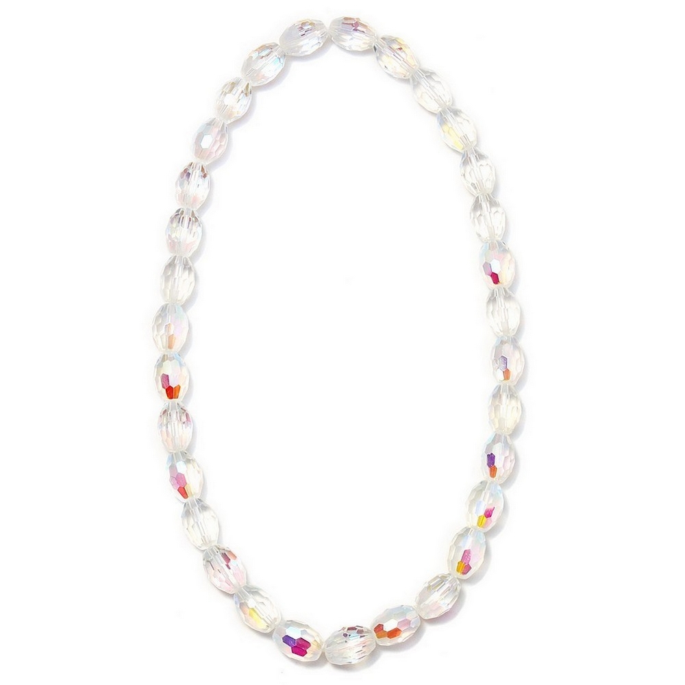Necklace glass oval facet 13x10mm ab