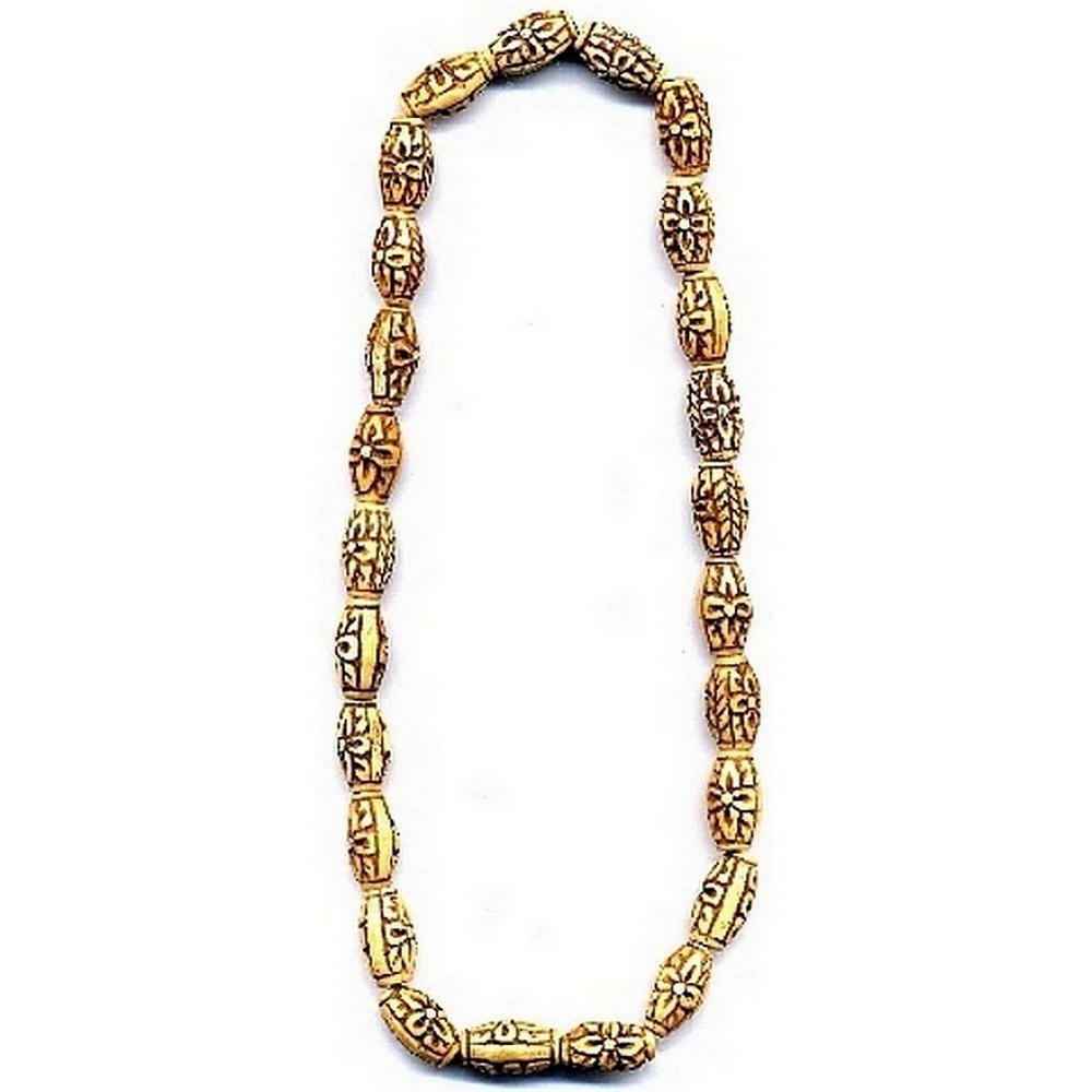 Necklace bone hand carved flower barrel